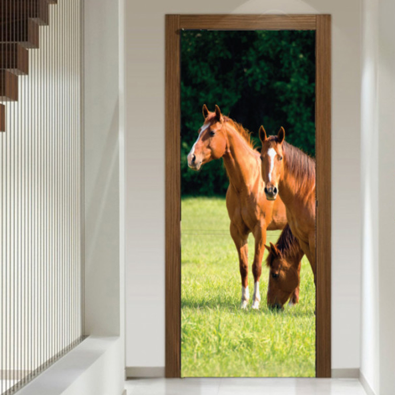 Αυτοκόλλητο πόρτας με ζώα με Άλογα